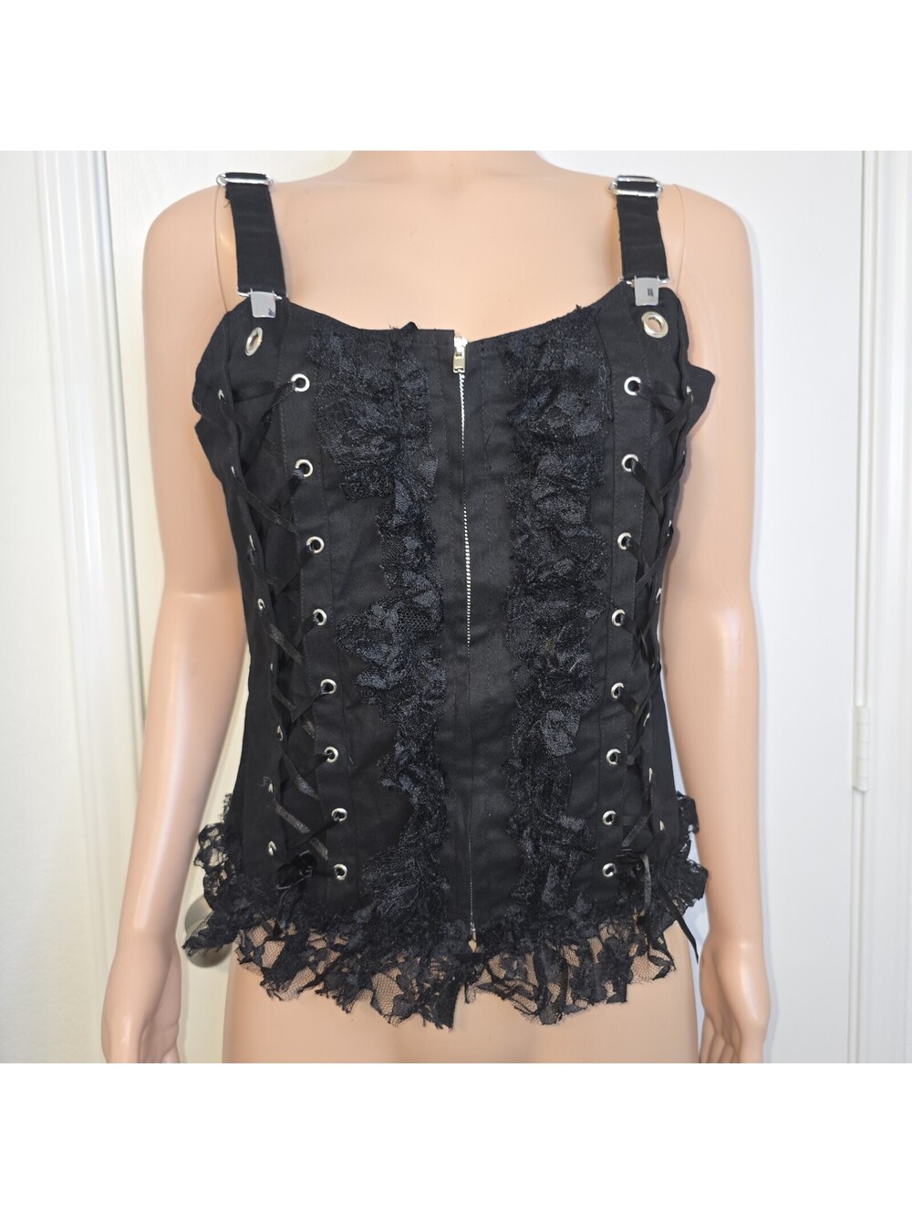 Dead Threads Goth Corset Top Sz XL Cotton Y2K Gothic Lolita Dark Feminine Fairy